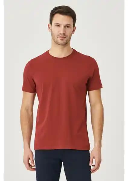 Altınyılzdız Classics Erkek Bordo %100 Pamuk Slim Fit Bisiklet Yaka Tişört Günlük ve Spor Kullanım İçin