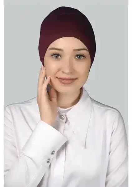 Altobeh Hazır Pratik Geçmeli Uzun Boru Tesettür Bonesi Bordo Renkli Şıklık ve Konfor Sunar
