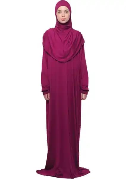 Altobeh Pratik Tek Parça Pamuklu Yarasa Kollu Organik Tesettür Namaz Elbisesi