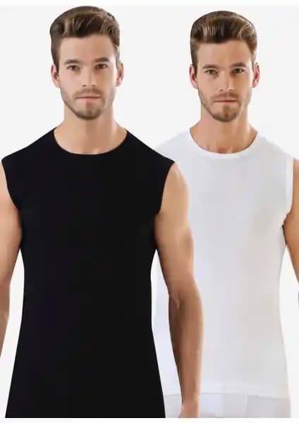 Arma Yılz Erkek Beyaz Siyah Tişört ve Atlet Seti Modern ve Konforlu Tasarım