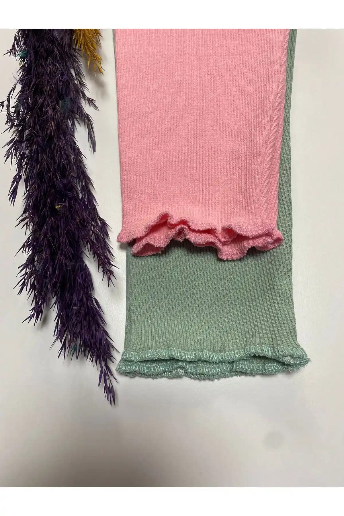 Arya Baby 2'li Kaşkorse Kumaştan Paçası Fırfırlı Bebek Taytı Günlük ve Şık Kullanım İçin