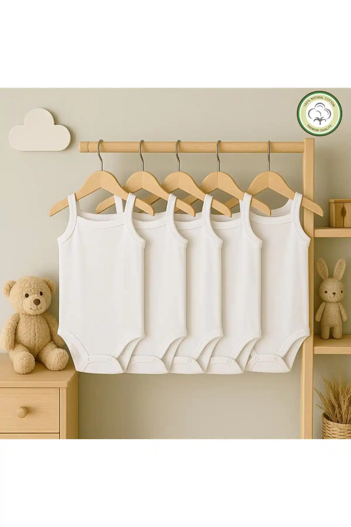 Bebekler İçin %100 Pamuk Askılı Body 5'li Set Konfor ve Şıklık Sunar