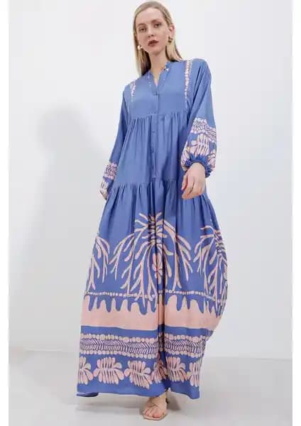 Bigdart 2423 Otantik Desenli Elbise Günlük ve Şık Kullanım İçin Uygun Tasarım