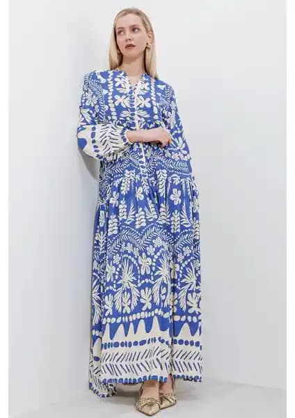 Bigdart 2423 Otantik Desenli Elbise: Şıklık ve Konforu Bir Arada Sunan Kadın Elbisesi