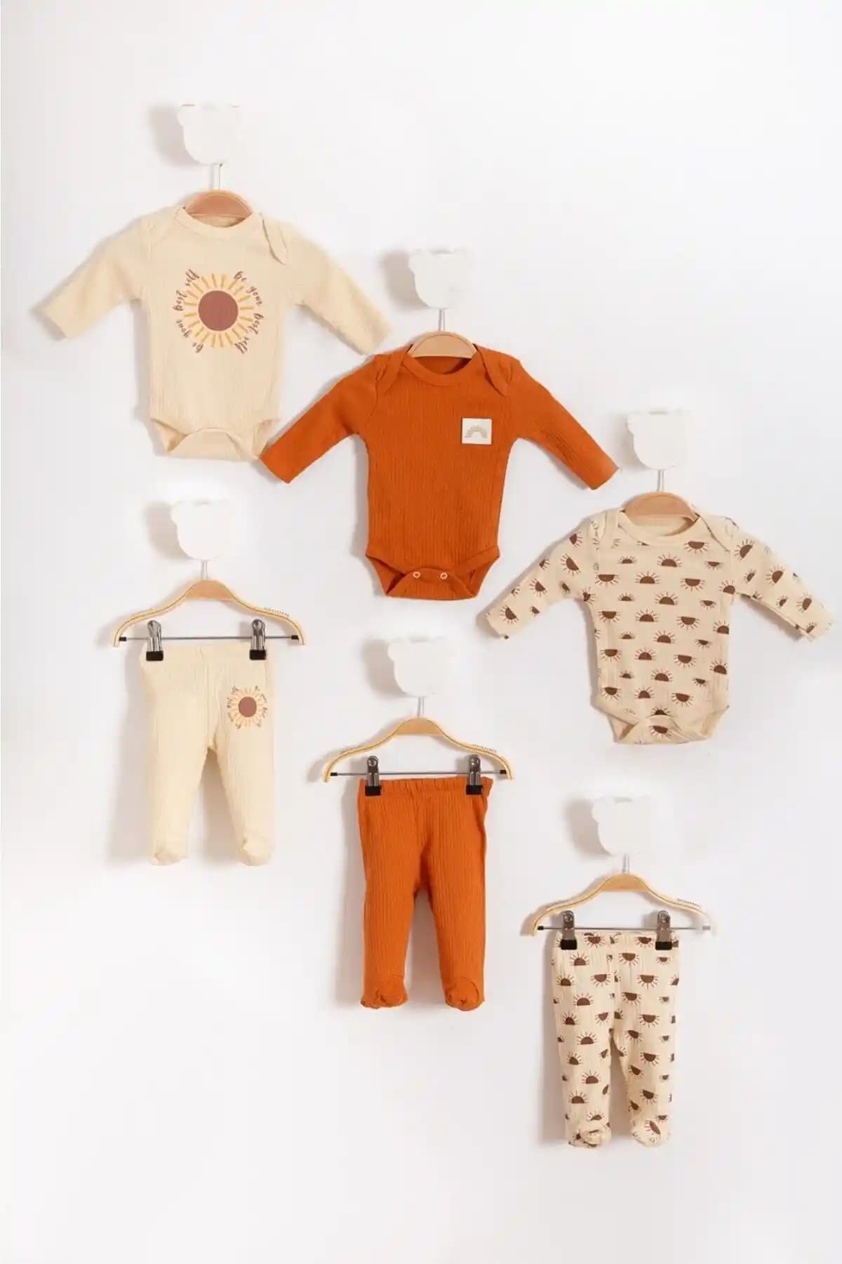 Bubito Güneş Desenli Penye Bebek 3'lü Alt Üst Takım Seti Renkli ve Konforlu Tasarım