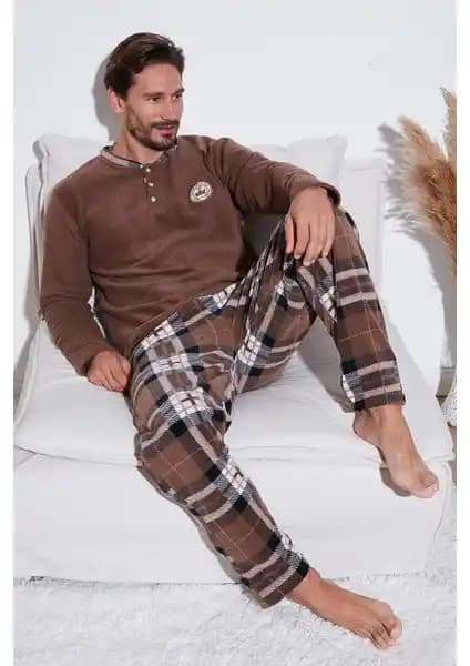 Buratti Erkek Ekose Desenli Kışlık Polar Pijama Takımı Konfor ve Şıklık Sunar