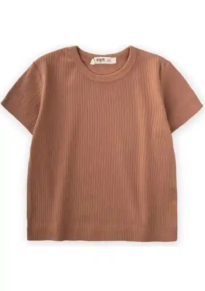 Cigit Basic Fitilli T-Shirt Kahve: Rahat ve Şık Erkek Giyim Parçası