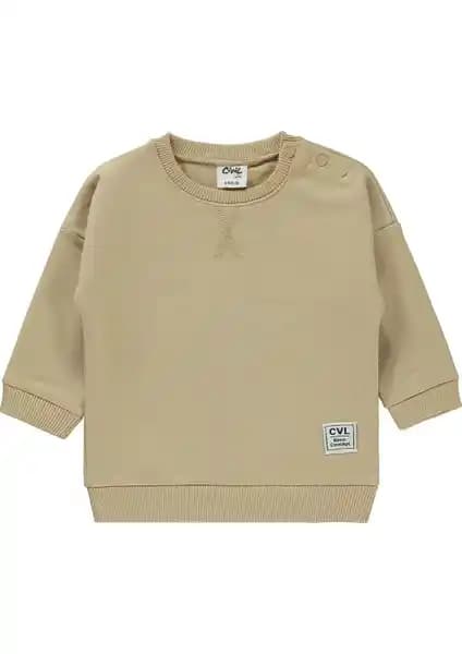 Civil Baby Erkek Bebek Sweatshirt 6-18 Ay Sütlü Kahve Rahat ve Şık Tasarım