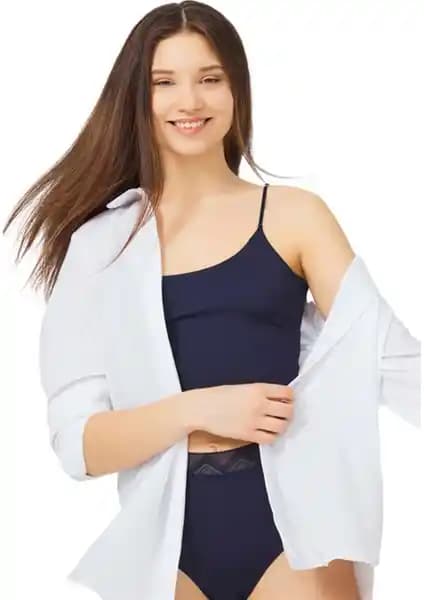 Cottonhill Lacivert Ayarlanabilir İnce Askılı Lazer Kesim Crop Büstiyer Ürün Tanıtımı ve Özellikleri