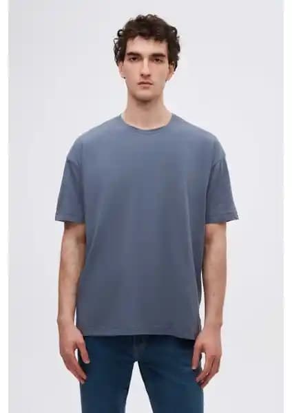 D'S Damat Oversize Füme %100 Pamuk Erkek T-Shirt Günlük ve Şık Kullanım İçin