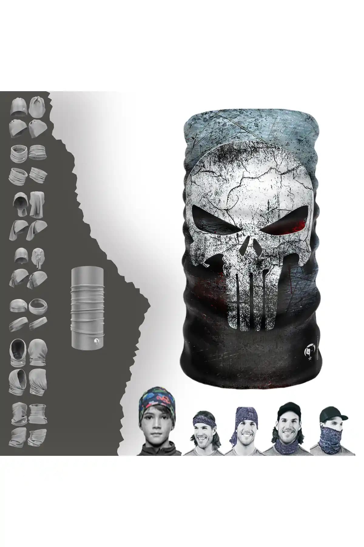 DeBuff Collar Skull The Punisher Boyunluk Bandana Çok Yönlü Tasarım ve Yüksek Kaliteyle Sunuluyor