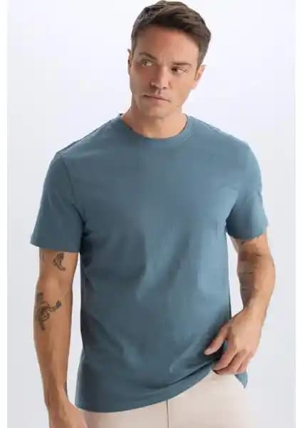 DeFacto %100 Pamuk Regular Fit Bisiklet Yaka Kısa Kollu Erkek Tişörtleri