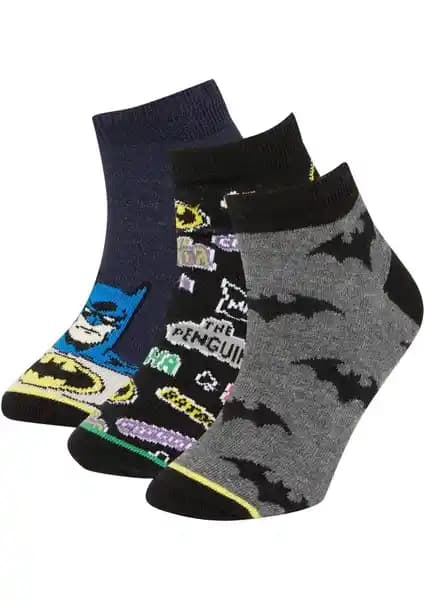 DeFacto Erkek Çocuk Batman Pamuklu 3'lü Patik Çorap: Konfor ve Eğlence Sunan Renkli Tasarım