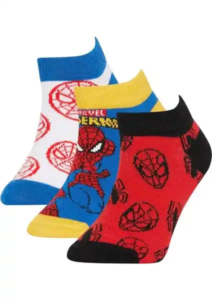 DeFacto Erkek Çocuk Marvel Spiderman Pamuklu Patik Çorap Seti Günlük Kullanım ve Konfor İçin