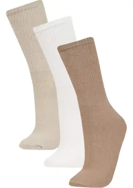 DeFacto Erkek Rahat Lastikli 3'lü Pamuklu Uzun Çoraplar ile Günlük ve Spor Kullanımı İçin Uygun