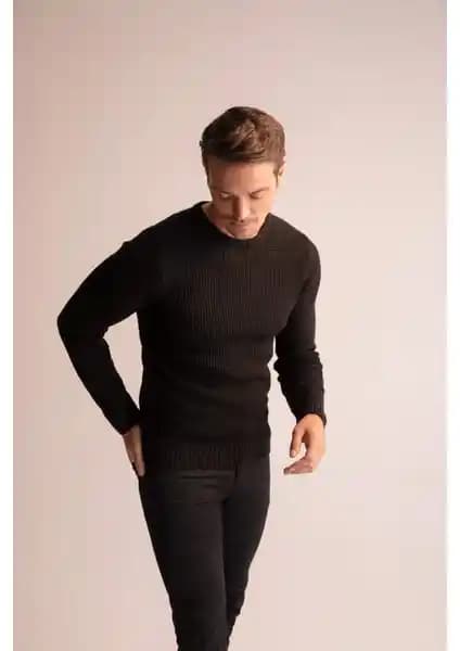 DeFacto Erkek Regular Fit Bisiklet Yaka Triko Kazak N9902AZ22WN Günlük Şıklık İçin