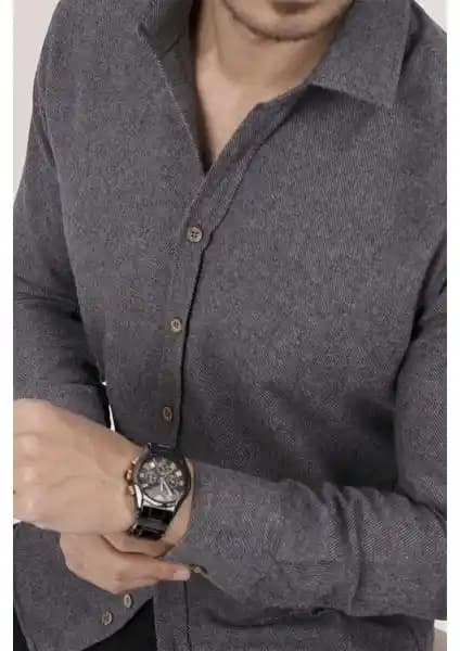 Etikmen Füme Düz Slimfit Oduncu Erkek Gömlek: Şık ve Rahat Günlük Kullanım İçin