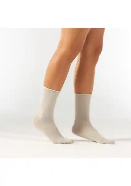 Forwena Taş Rengi Modal Lastiksiz Dikişsiz Kan Soket Çorap Yüksek Konfor ve Şıklık Sunar