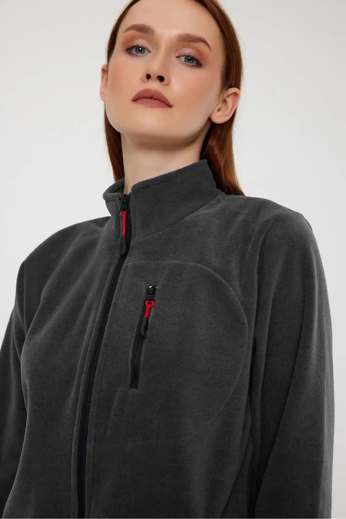 Genel Markalar Antrasit Renk Fermuarlı 3 Cepli Polar 1209 Günlük ve Casual Kullanım İçin