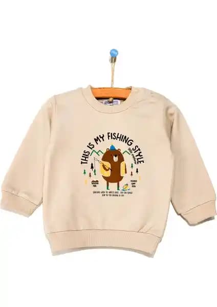 HelloBaby Basic Baskılı Sweatshirt Erkek Çocuklar İçin Şık ve Konforlu Güncel Giyim Seçeneği
