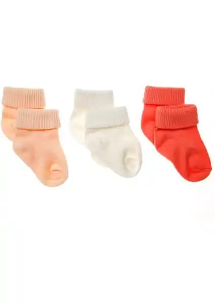 HelloBaby Düz 3'lü Kıvrık Çorap Bebekler İçin Konforlu ve Şık Tasarım