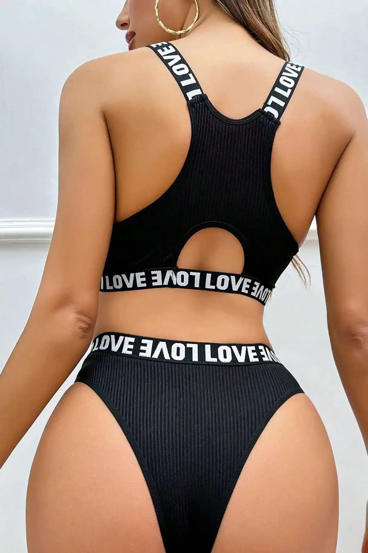 Imoda Kadın Siyah Çapraz Sırt ve Love Lastik Detaylı Sütyen Külot Takımı İnceleme ve Özellikleri