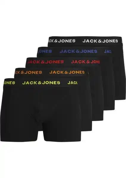 Jack & Jones Jacblack Fıday Trunks 5 Pack Box Erkek Siyah Boxer Günlük Kullanım İçin Konforlu ve Şık Tasarım