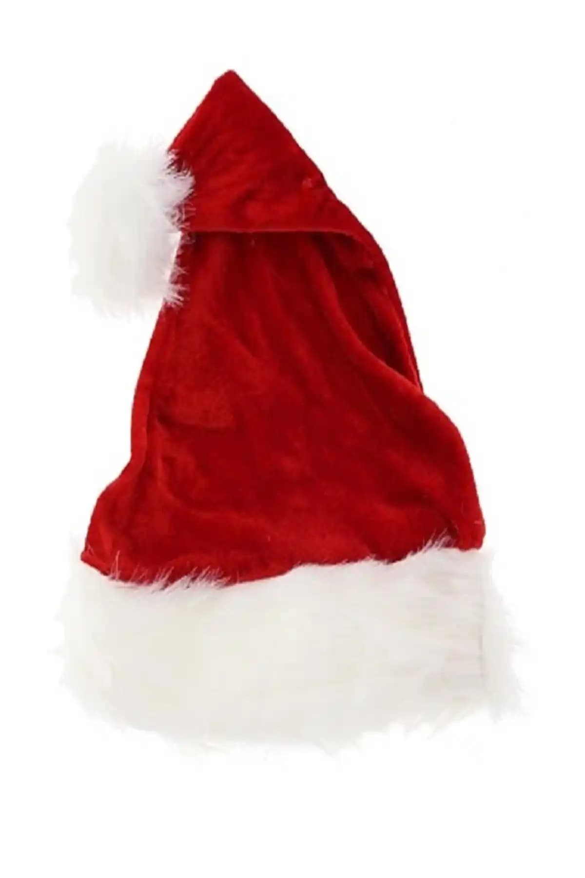 Kadife Noel Baba Şapkası Yetişkinler İçin Şık ve Eğlenceli Yılbaşı Aksesuarı