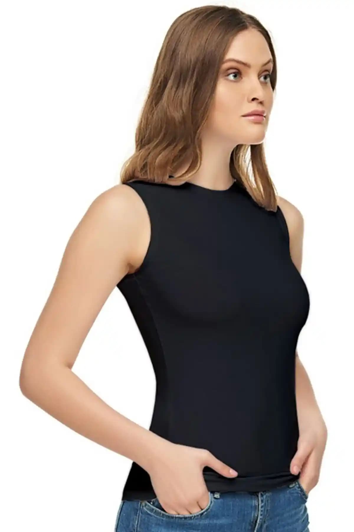 Kadınlar İçin Şık ve Konforlu Siyah Likralı Atlet Günlük ve Spor Kullanımı İçin Uygun