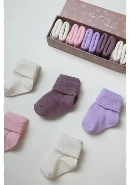 Karamila 5'li Bebek Bambu Çorap Seti Doğal Konfor ve Yükseklik Sağlayan Bebek Çorapları
