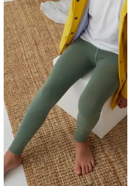 Katia & Bony Haki Lastik Detaylı Çocuk Taytları Günlük ve Spor Kullanımına Uygun