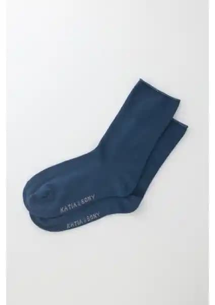 Katia & Bony Kadın Koyu Mavi Modal Lastiksiz Soket Çorap Günlük Kullanım İçin