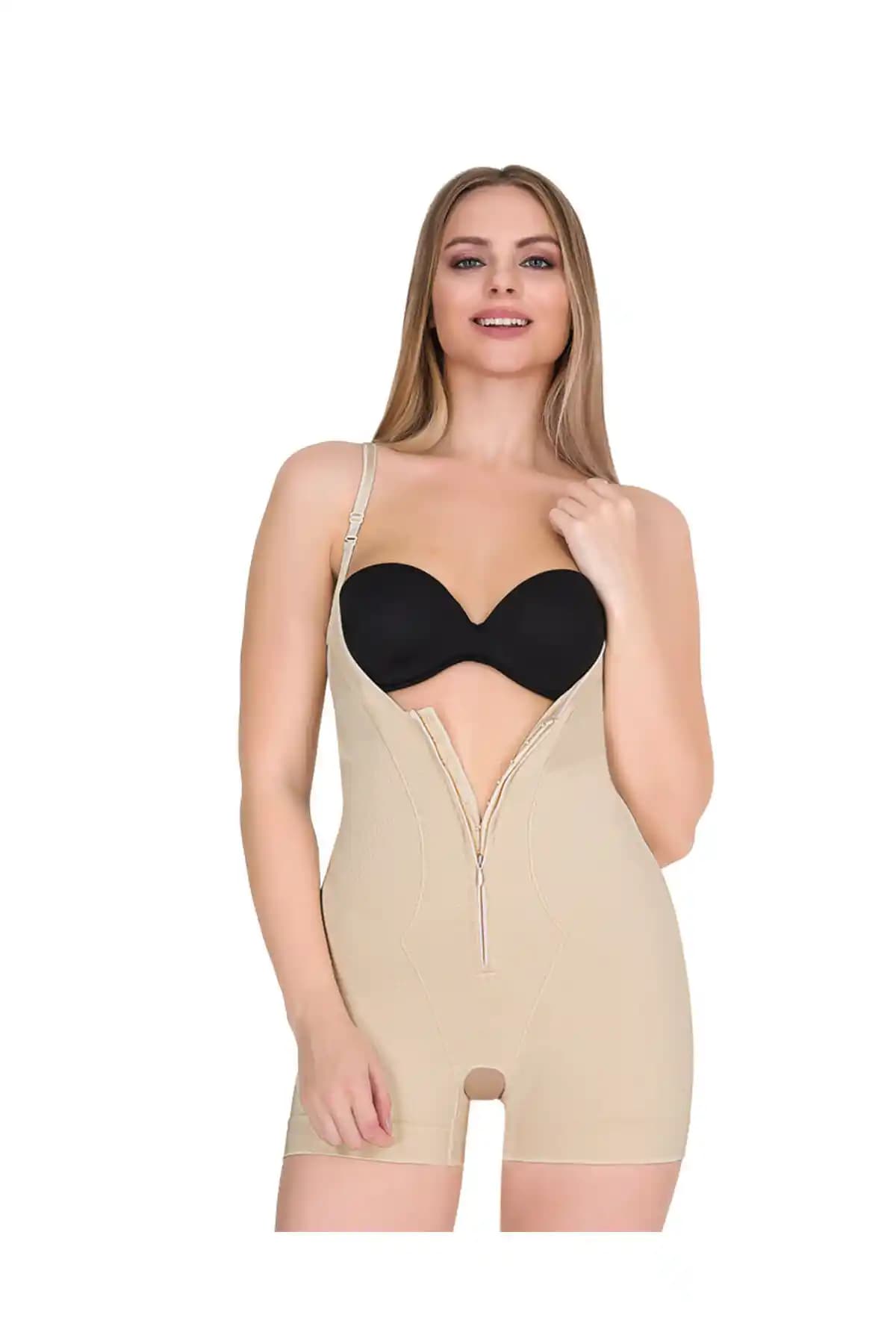 Korsefabrika Trend Mood Store Agraflı Fermuarlı Kısa Paça İncelten Vücut Şekillendiren Badi