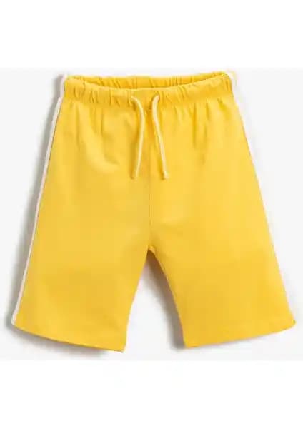 Koton Erkek Çocuklar İçin Pamuklu Çizgili Beli Bağcıklı Yazlık Şort