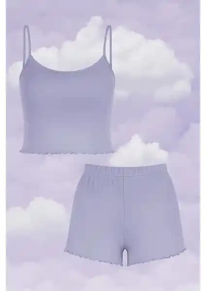 Koza İç Giyim Kadın Pamuklu İp Askılı Şort Takımı Yaz Ayları İçin Konfor ve Şıklık Sunar