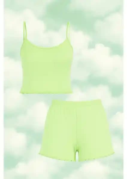 Koza İç Giyim Kadın Pamuklu İp Askılı Şort Takımı Yazlık Rahat ve Şık Tasarım