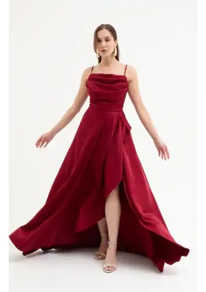 Lafaba bordo abiye elbise kadınlar için şıklık ve konforu bir arada sunar