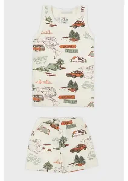 Lela Desenli Streç Pamuklu Atlet Boxer Takım Erkek Çocuklar İçin Kaliteli ve Rahat Giyim Seçeneği