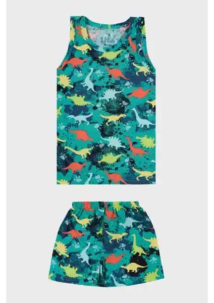 Lela Desenli Streç Pamuklu Erkek Çocuk Atlet Boxer Takımı Günlük Kullanım İçin Uygun