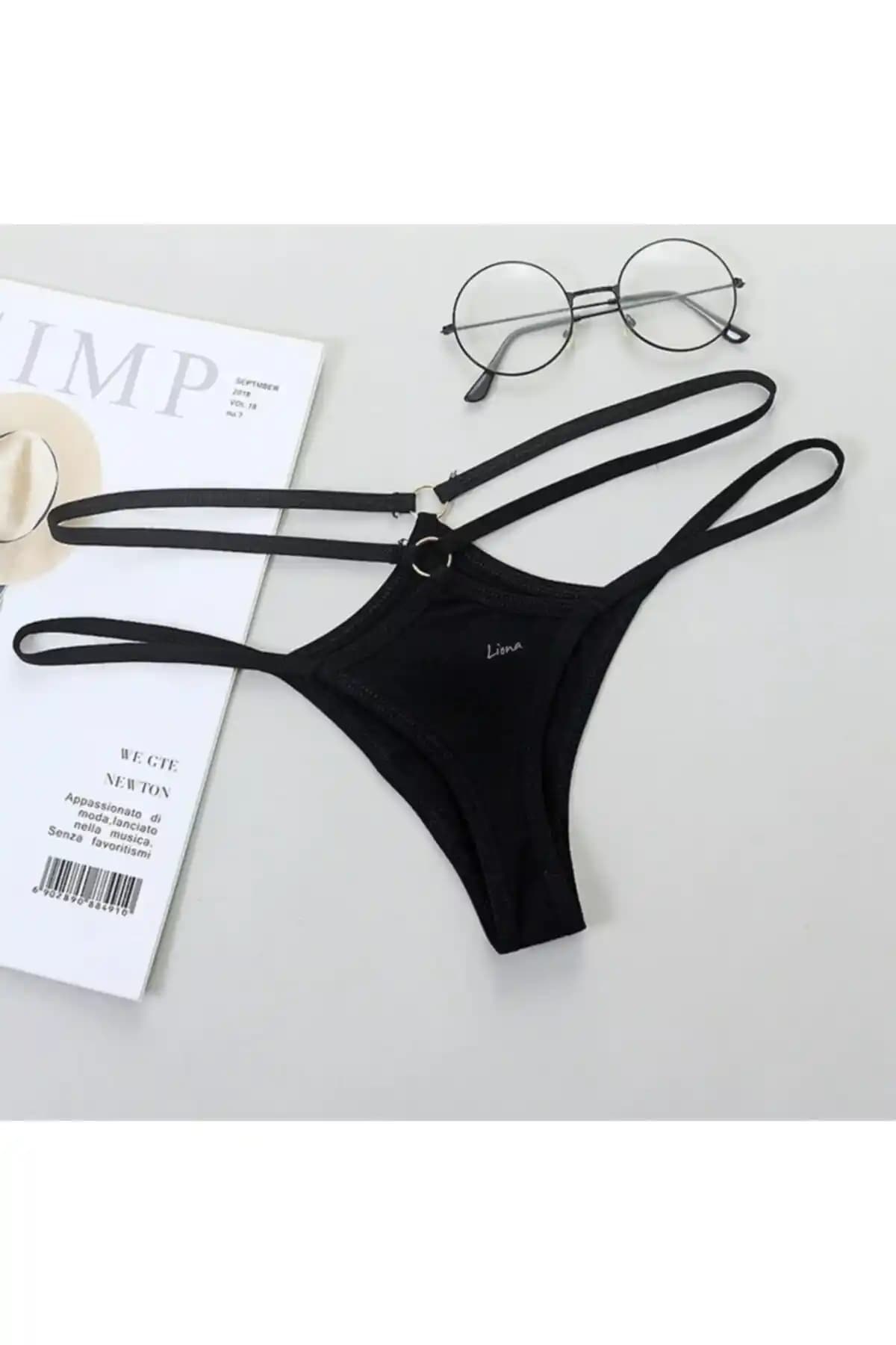 Liona Büyük Beden Siyah G String Kadın İç Giyim Parçası Şıklık ve Konfor Sunar