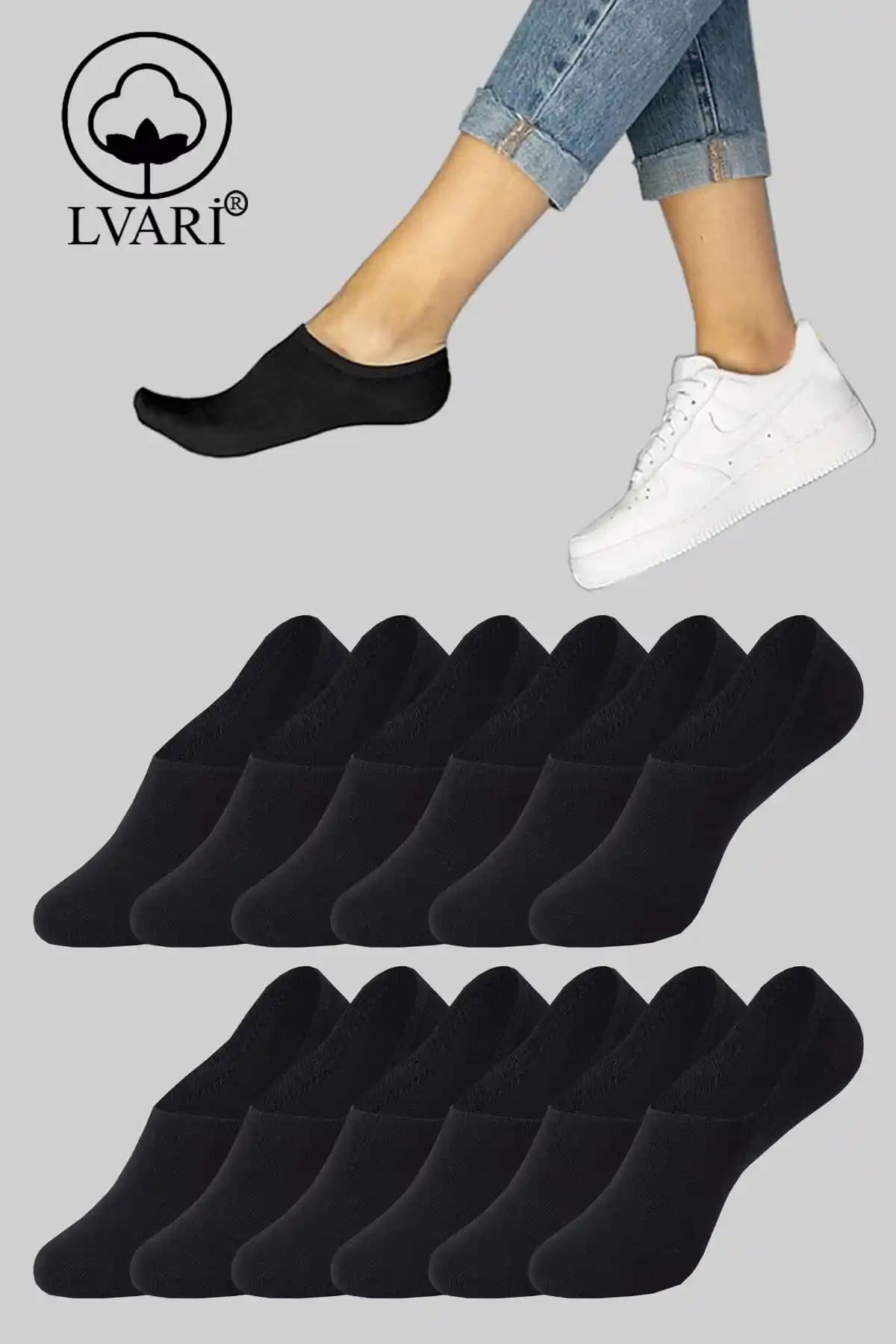 Lvari Unisex 12 Çift Pamuklu Görünmez Sneaker Çorapları Konfor ve Şıklık Sunar