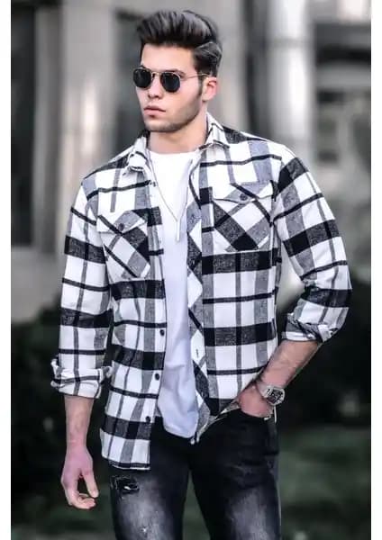 Madmext Beyaz Oduncu Gömlek 4950: Erkekler İçin Şık ve Konforlu Klasik Gömlek Seçeneği