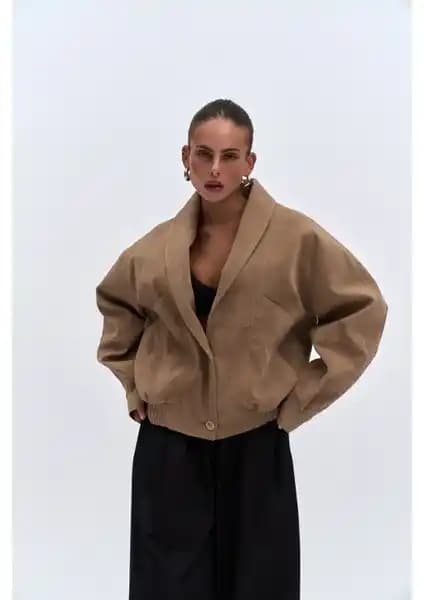 Mai Bandera Koyu Bej Unisex Bomber Ceket Günlük Kullanım İçin Modern ve Şık Tasarım