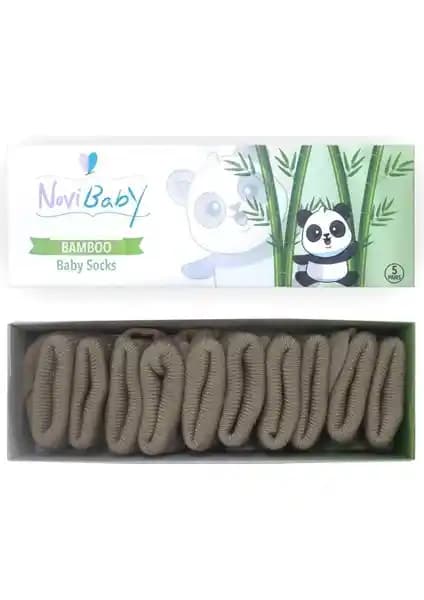 Novibaby Bambu Yenidoğan Bebek Çorapları 5'li Set Doğal ve Hassas Ciltler İçin Uygun