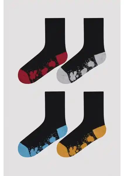 Penti Erkek Çocuk Renkli Boyalı 4'lü Soket Çorap Seti Günlük Kullanım ve Konfor İçin