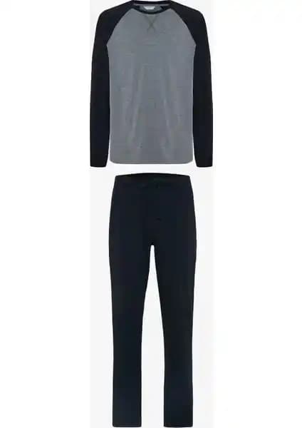 Penti Lacivert Erkek Uzun Kollu Pijama Takımı Konfor ve Şıklık Sunar