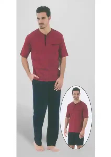 Pierre Cardin 5370 Erkek Kısa Kollu Şort İlaveli Pijama Takımı Modern ve Rahat Tasarım