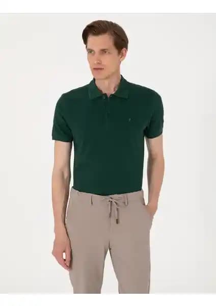 Pierre Cardin Erkek Koyu Yeşil Slim Fit Polo Yaka Tişört Günlük ve Şık Kullanım İçin