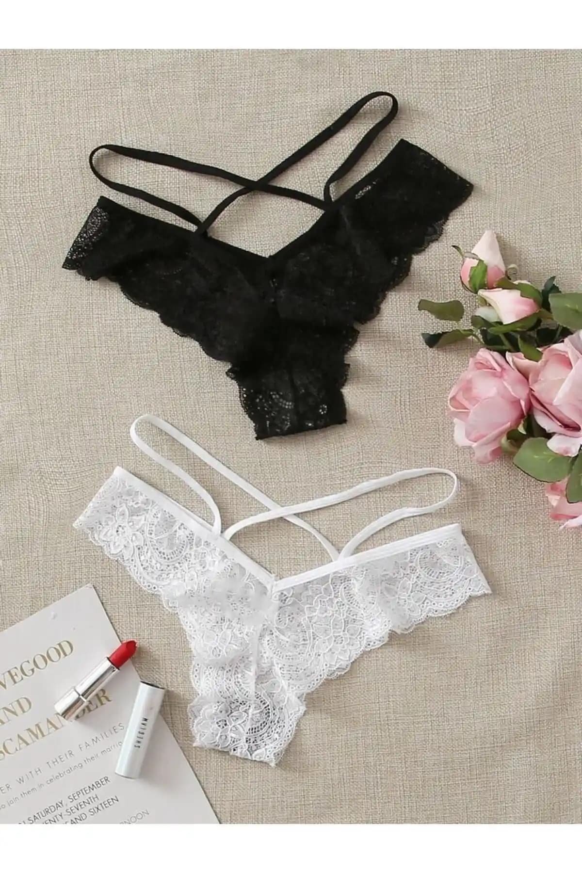 Seçgin Brezilya Stili Ipli Fantazi Külot 2'li Set: Şık ve Konforlu Günlük İç Giyim Tercihi