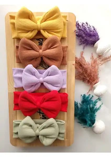 Seher Bebe Butik 5'li Fiyonklu Saç Bantları Seti Çocuklar İçin Şık ve Kullanışlı Aksesuar